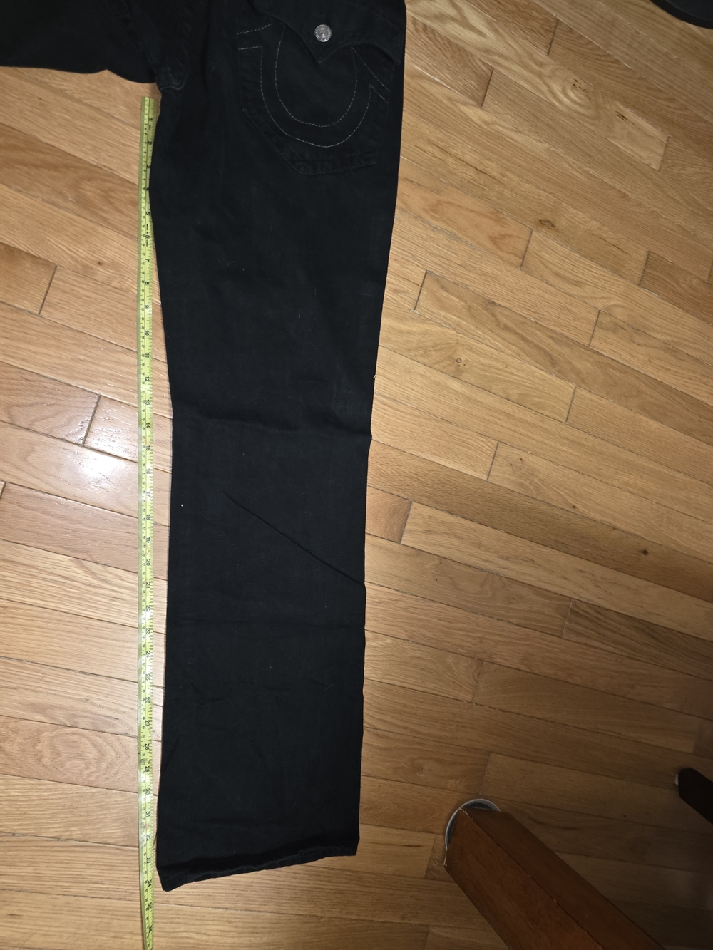 MEXICO True Religion Men's Black JEANS WHITE STITCHED SIZE 34X34 MADE IN NICE! - Picture 8 of 13